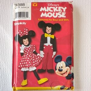 🍀Disney Simplicity 9388 Mickey & Minnie Costume Patterns Kids 3-8 New Uncut
